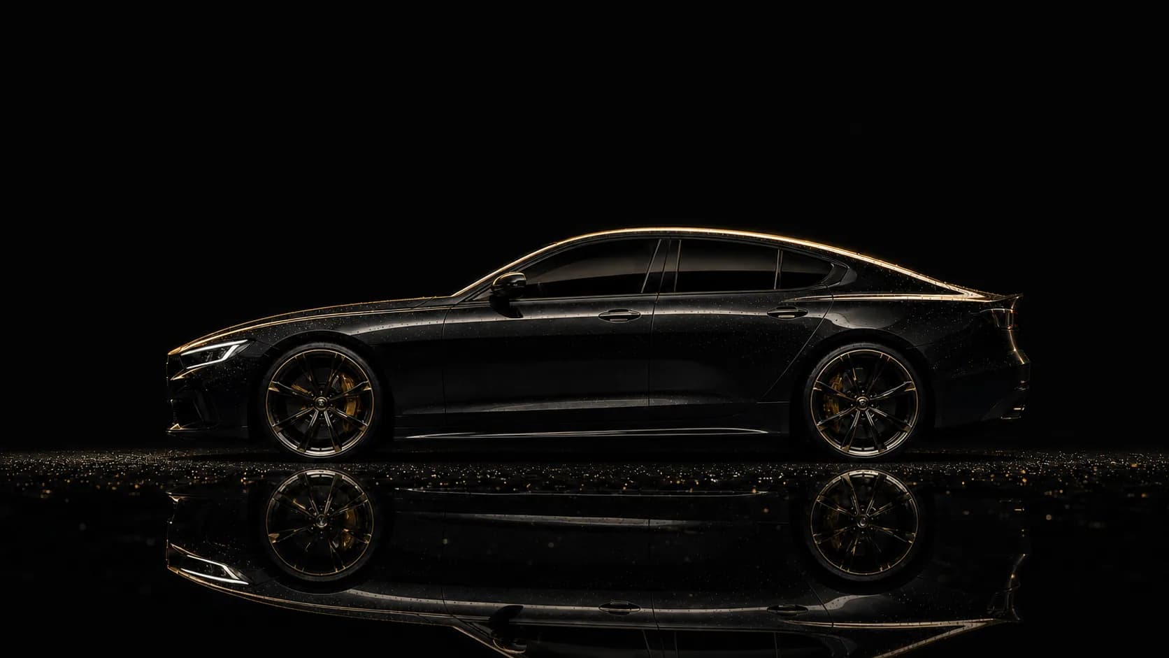 Glossy black luxury vehicle after a mobile detail